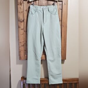 A&F Curve Love Mint Green Faux Leather 90's Ultra High Rise Straight Leg Pant 29